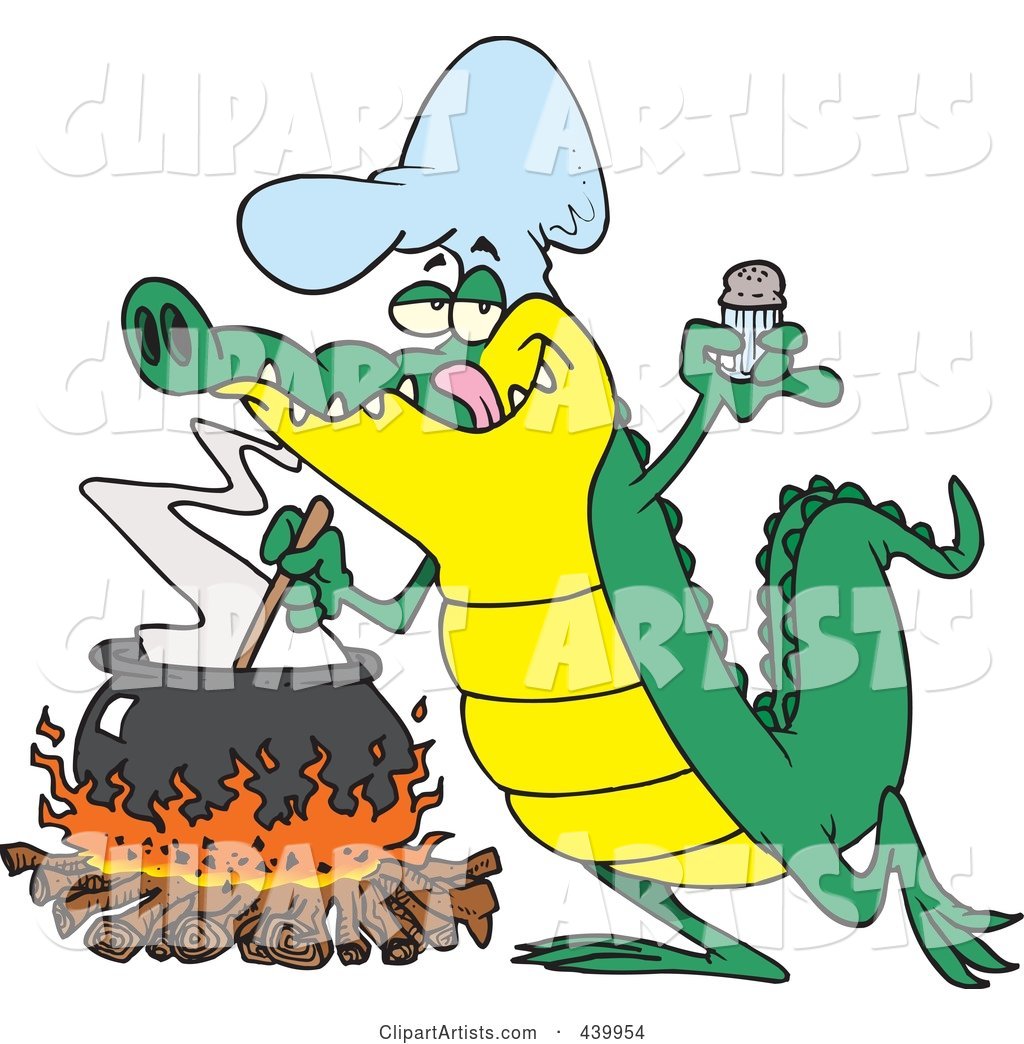 Cartoon Gator Making Soup