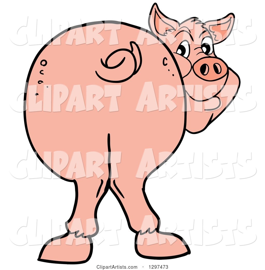 Cartoon Pig Butt, with Him Smiling Back