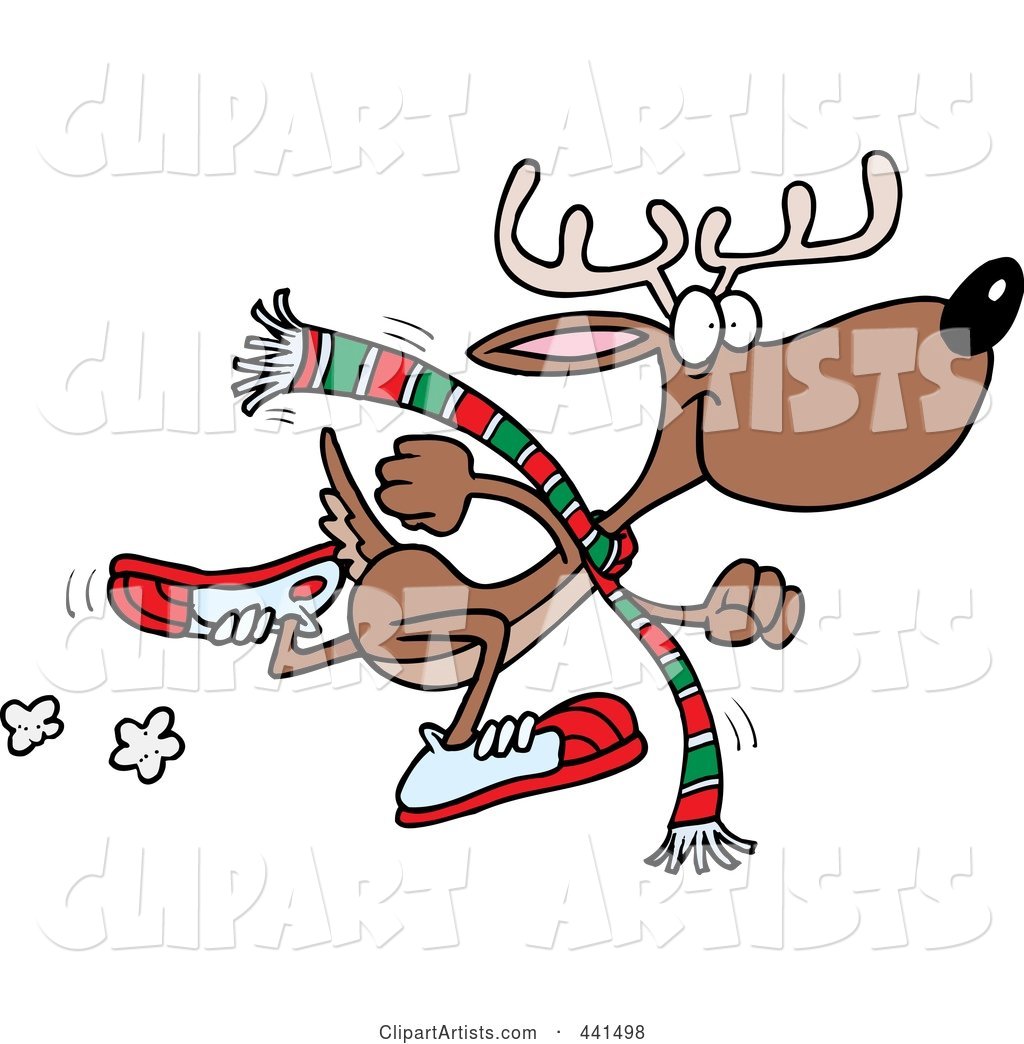 Cartoon Running Reindeer