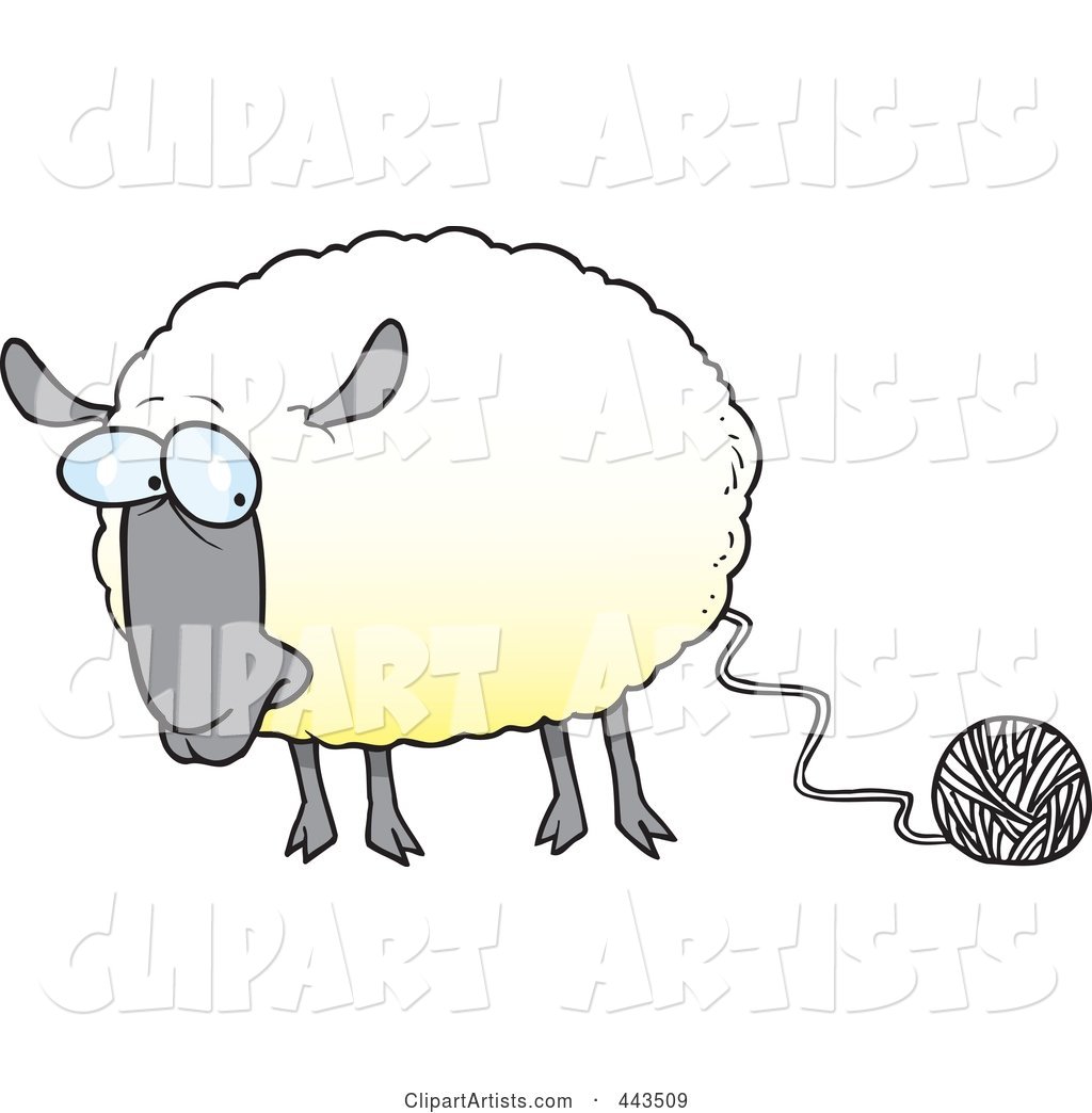 Cartoon Sheep Connected to Yarn