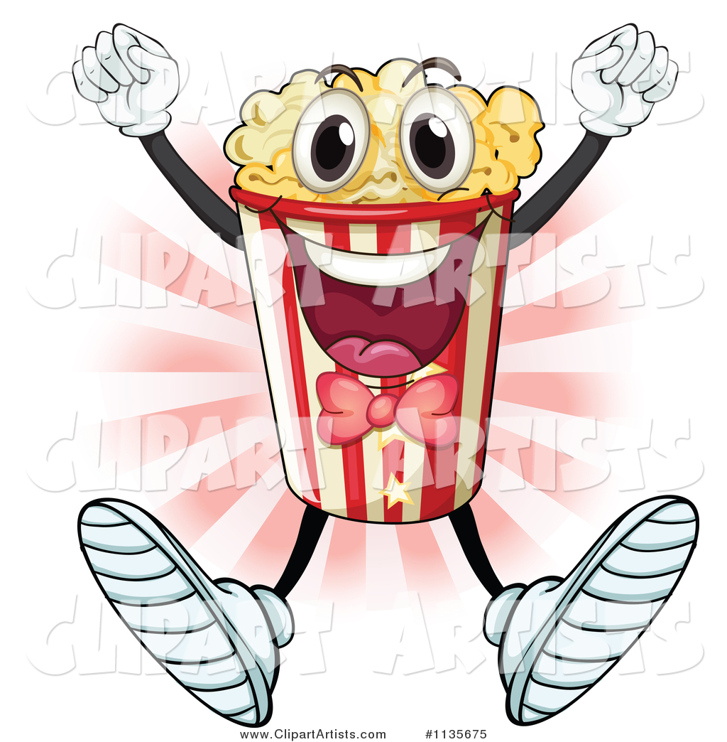 Cheering Popcorn Mascot