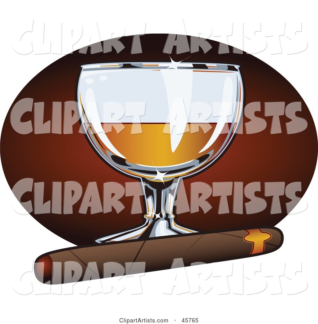 Cigar Resting in Front of a Glass of Liquor