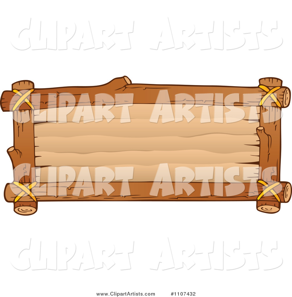 Clipart Rectangular Wooden Sign- Royalty Free Illustration