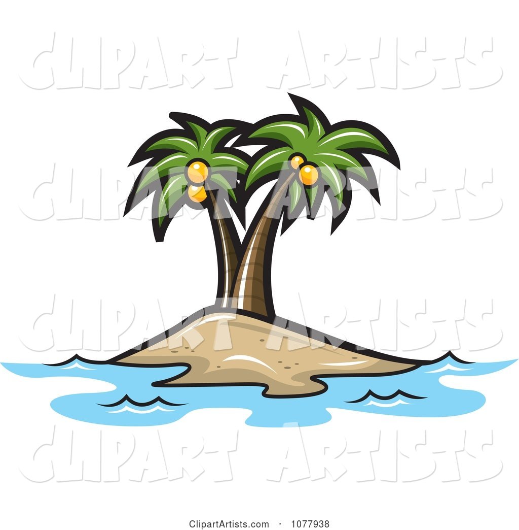Coconut Palm Trees on an Island