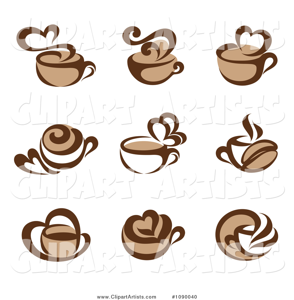 Coffee Cup and Heart Steam Icons