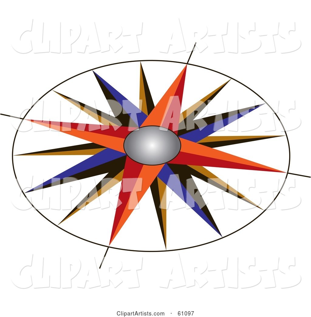 Colorful Compass Rose with an Ornate Design