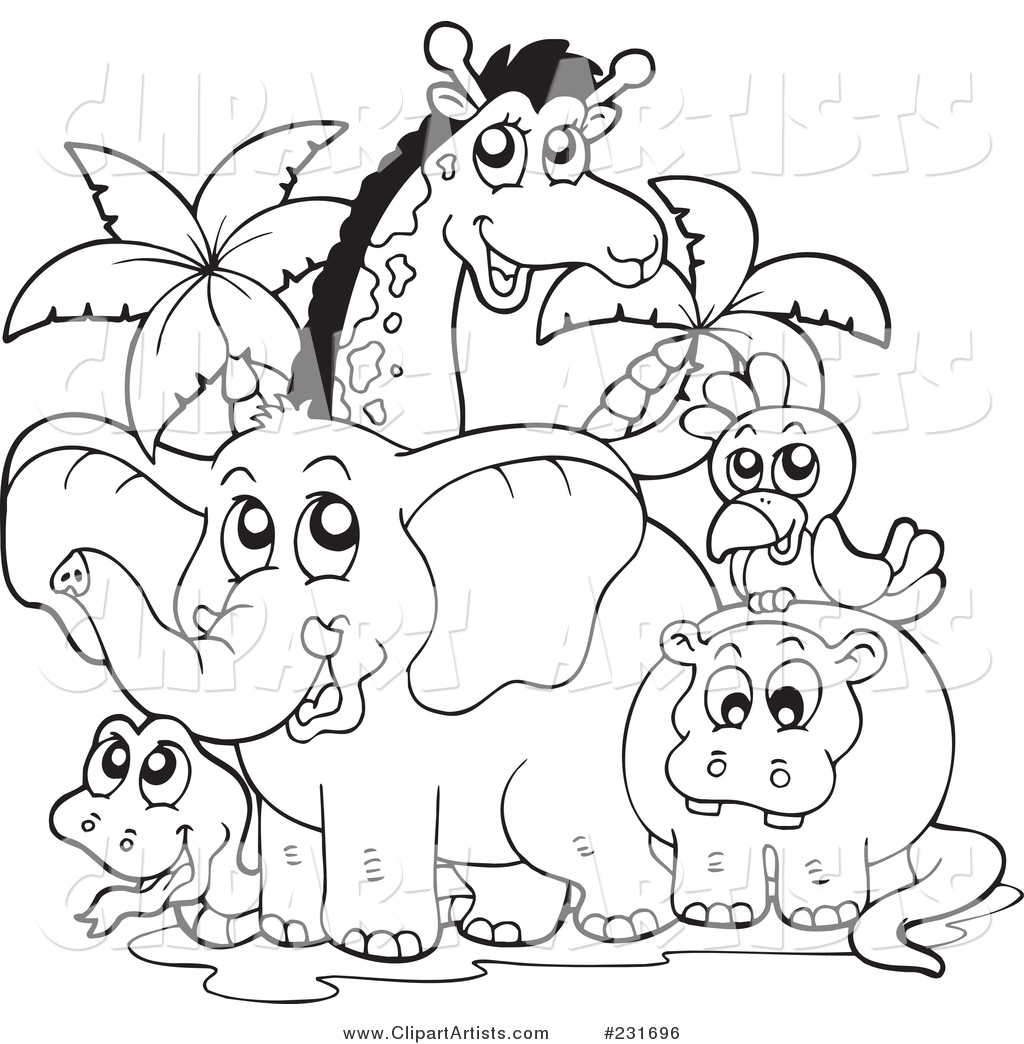 Coloring Page Outline of African Animals