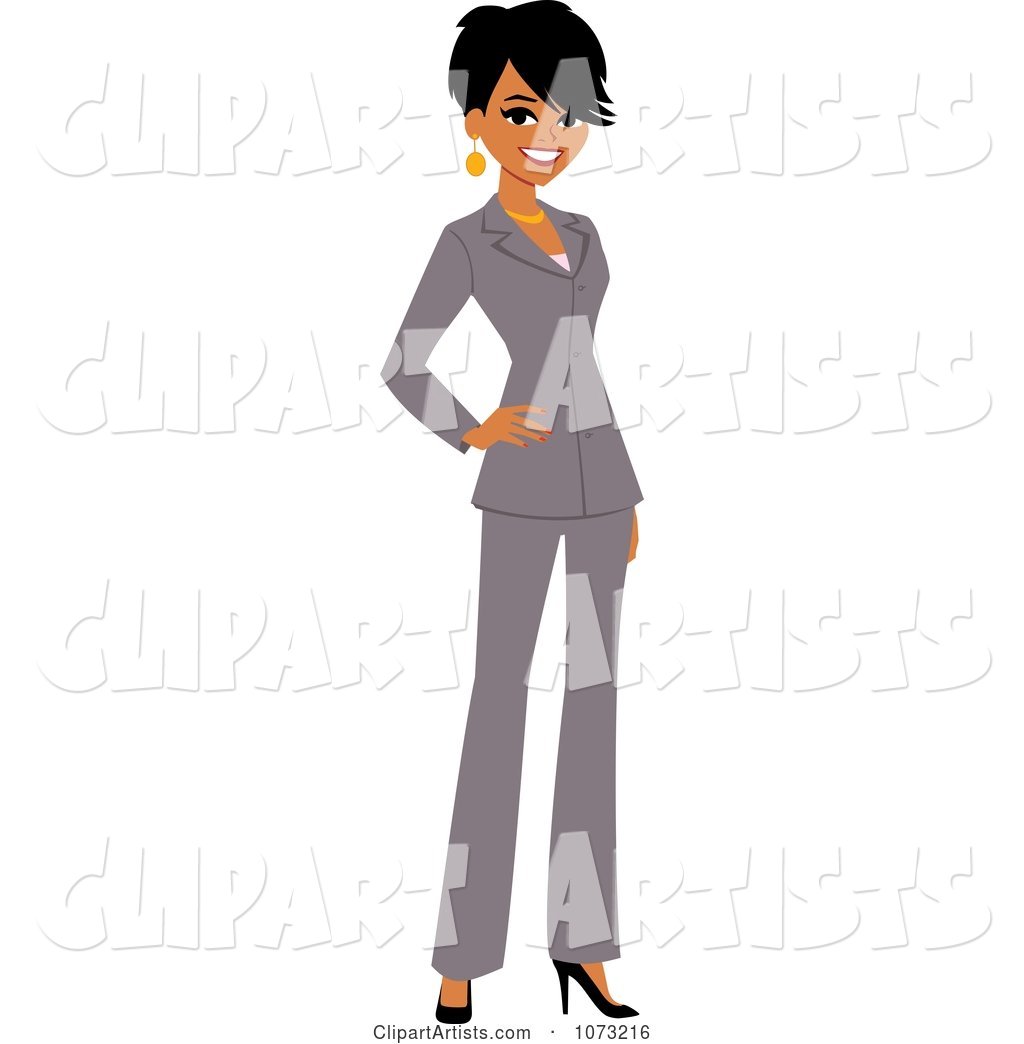 Corporate Black Businesswoman in a Gray Suit