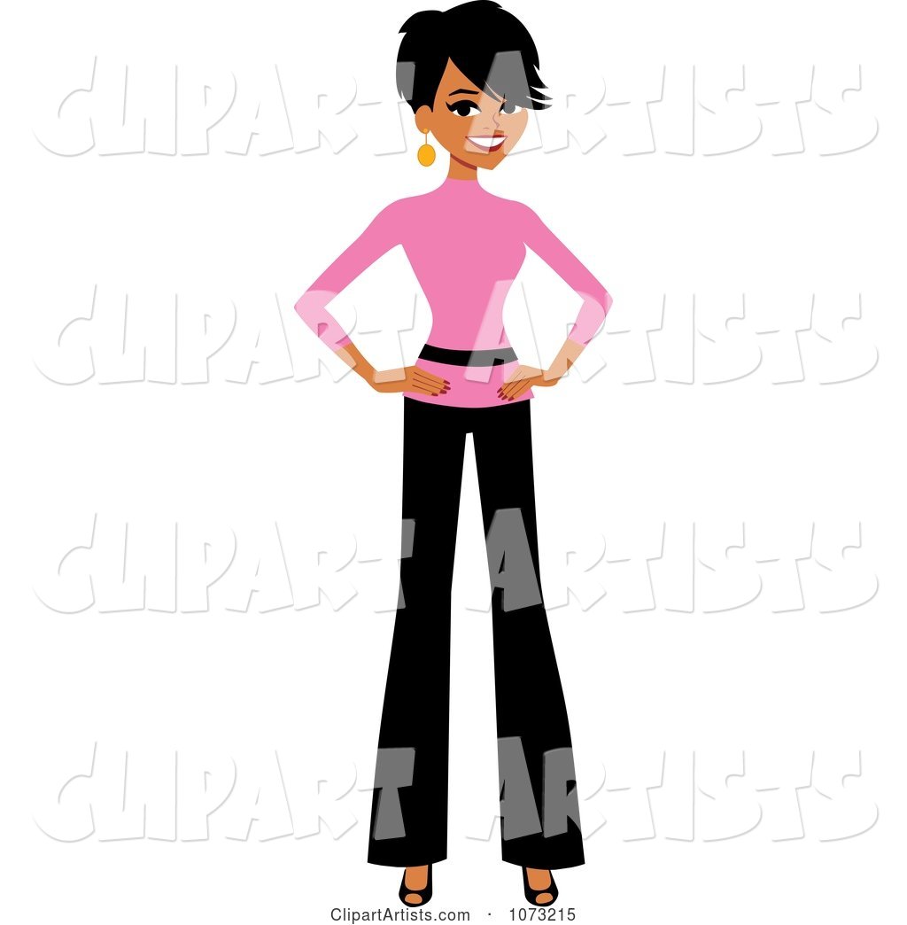 Corporate Black Businesswoman in a Pink Shirt and Pants
