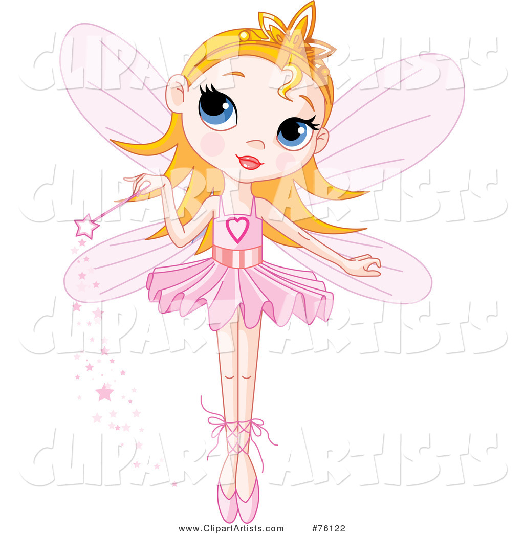 Cute Blond Fairy Princess in a Tutu, Holding Her Magic Wand