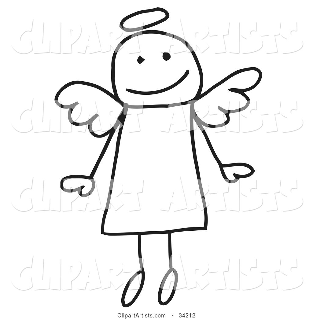 Cute Flying Stick Angel with a Halo