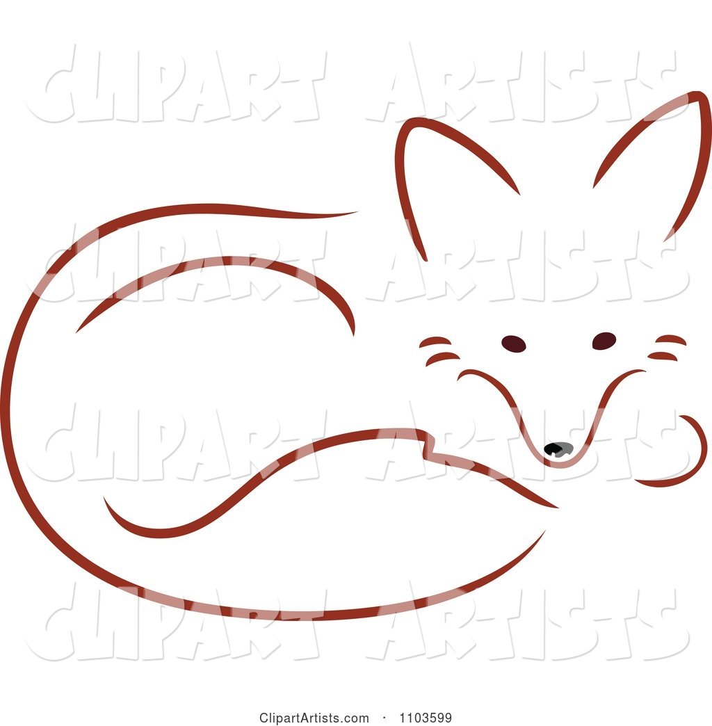 Cute Red Fox Resting in a Curled Position