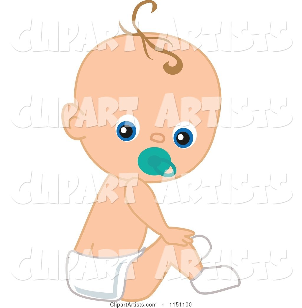 Cute Sitting Baby Boy with a Pacifier