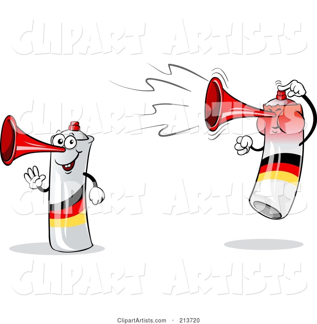 Digital Collage of a Waving and Jumping Loud German Air Horn