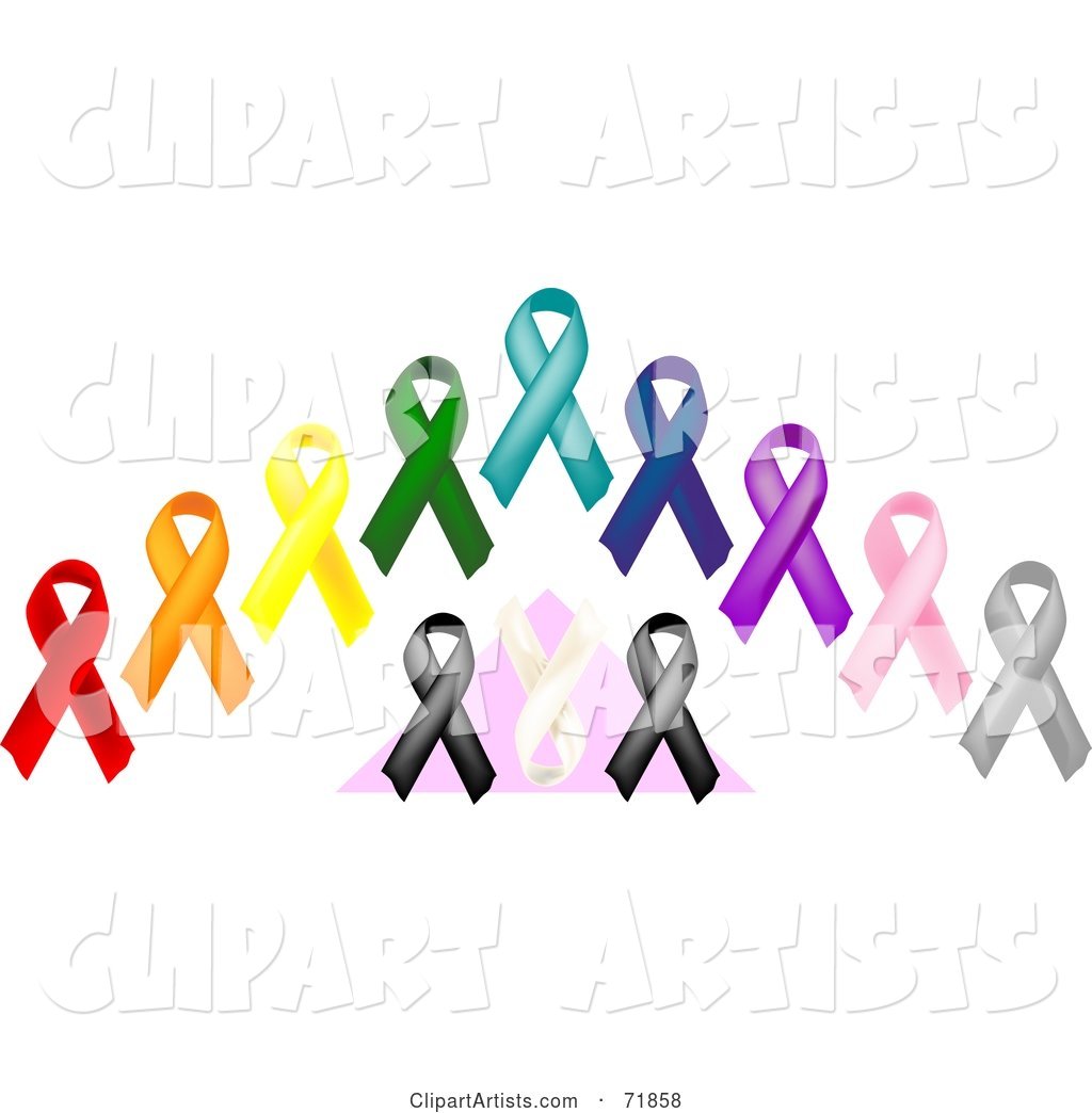 Digital Collage of an Array of Awareness Ribbons
