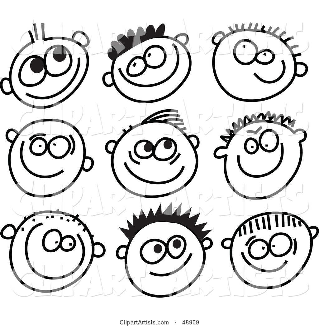 clip art stick people faces