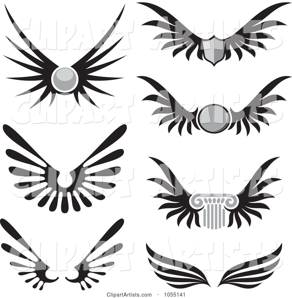 Digital Collage of Black and White Wings