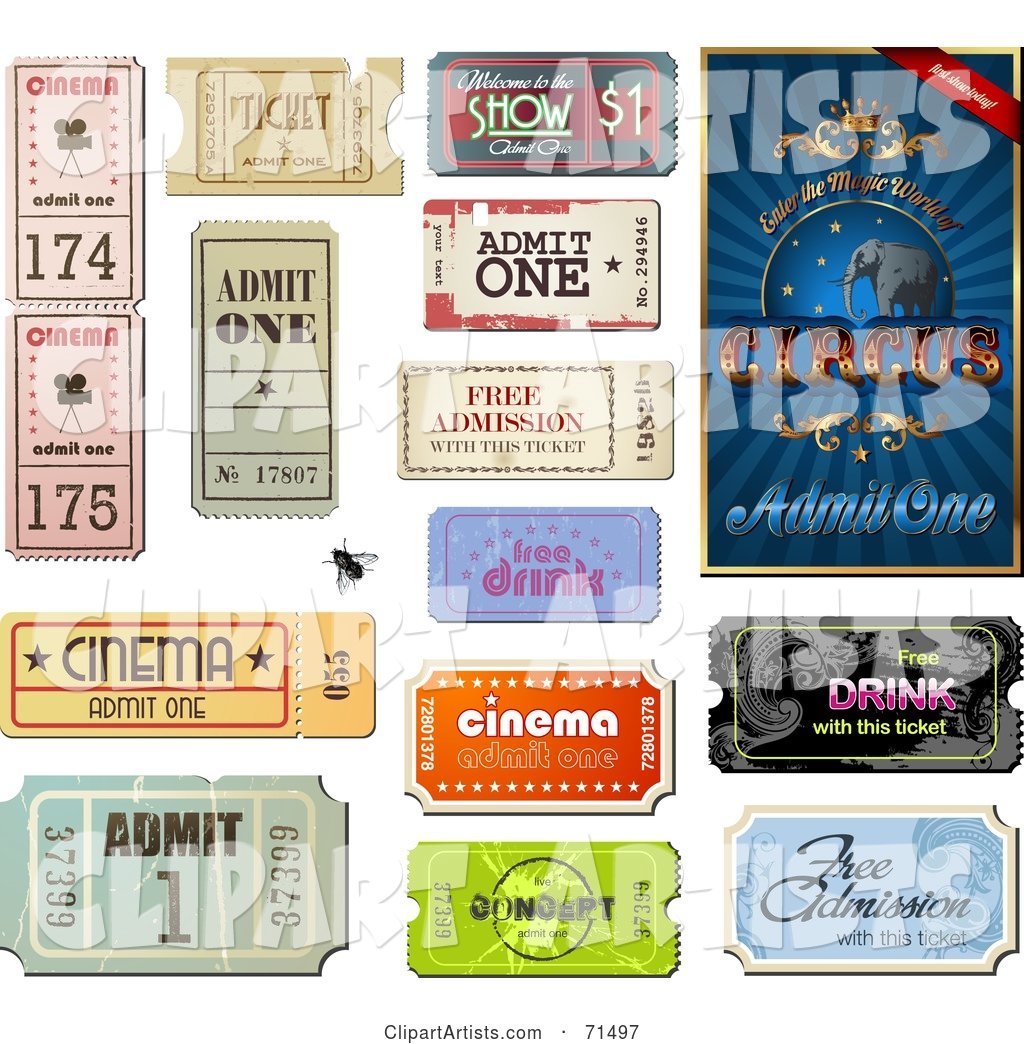 Digital Collage of Circus and Other Admission Tickets