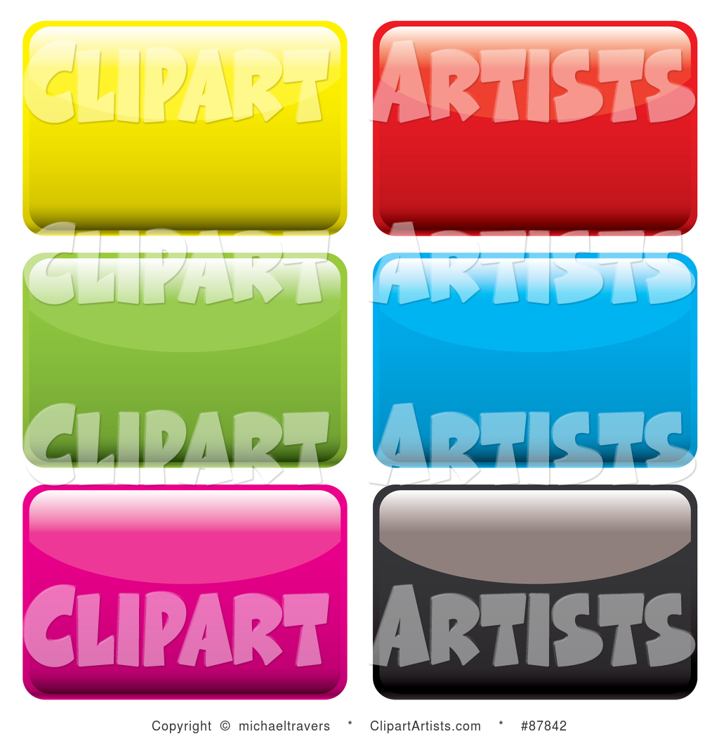 Digital Collage of Colorful Shiny Rectangular App Buttons on White