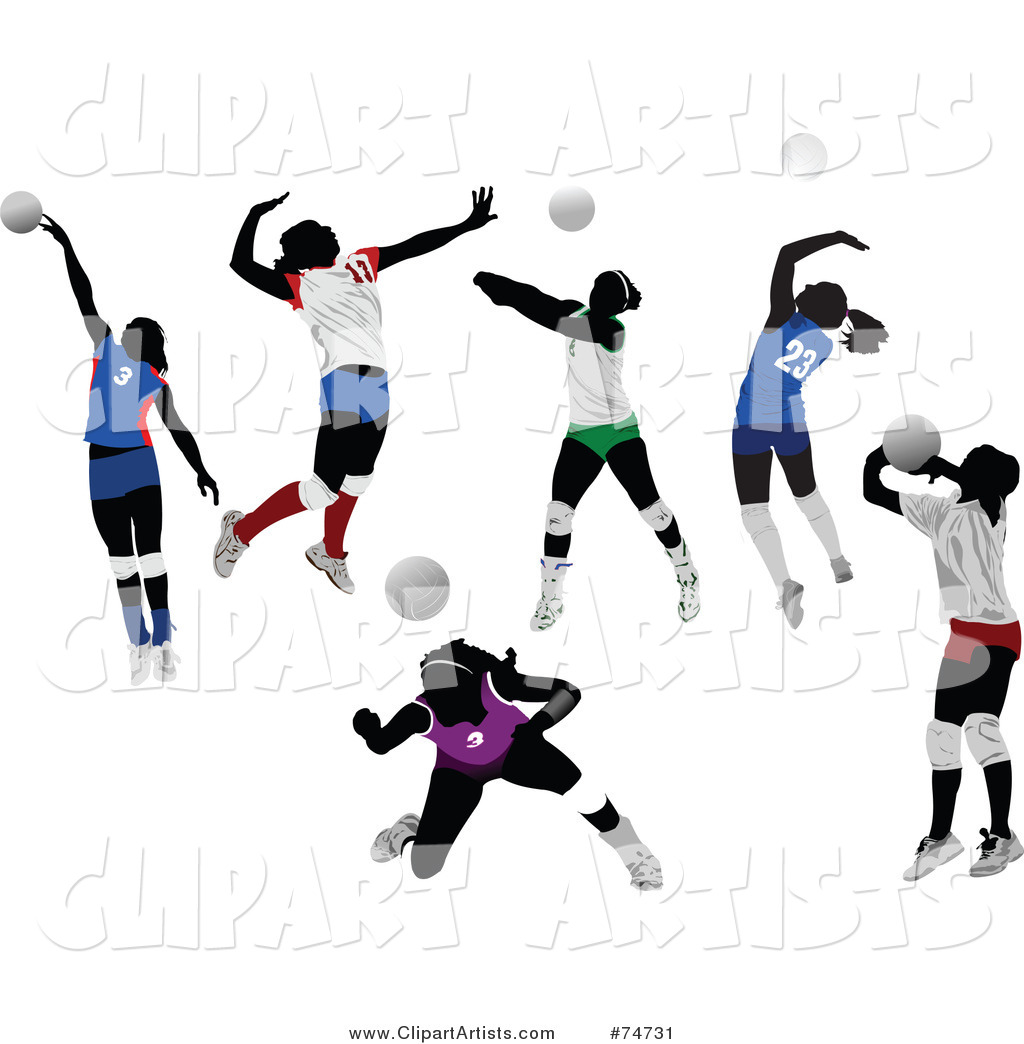 Digital Collage of Faceless Women Playing Volleyball