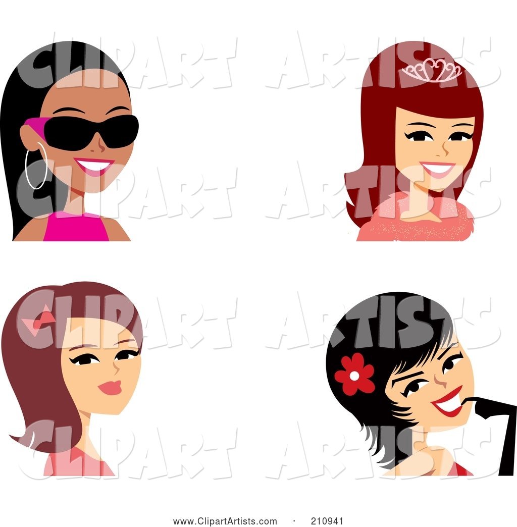 Digital Collage of Four Fashionable Female Avatars