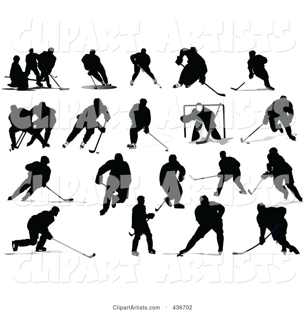Digital Collage of Hockey Silhouettes