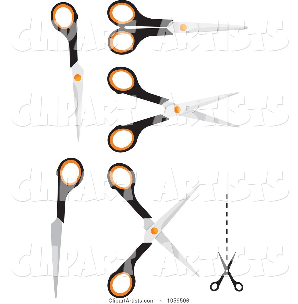 Digital Collage of Scissors and Cut Here Lines