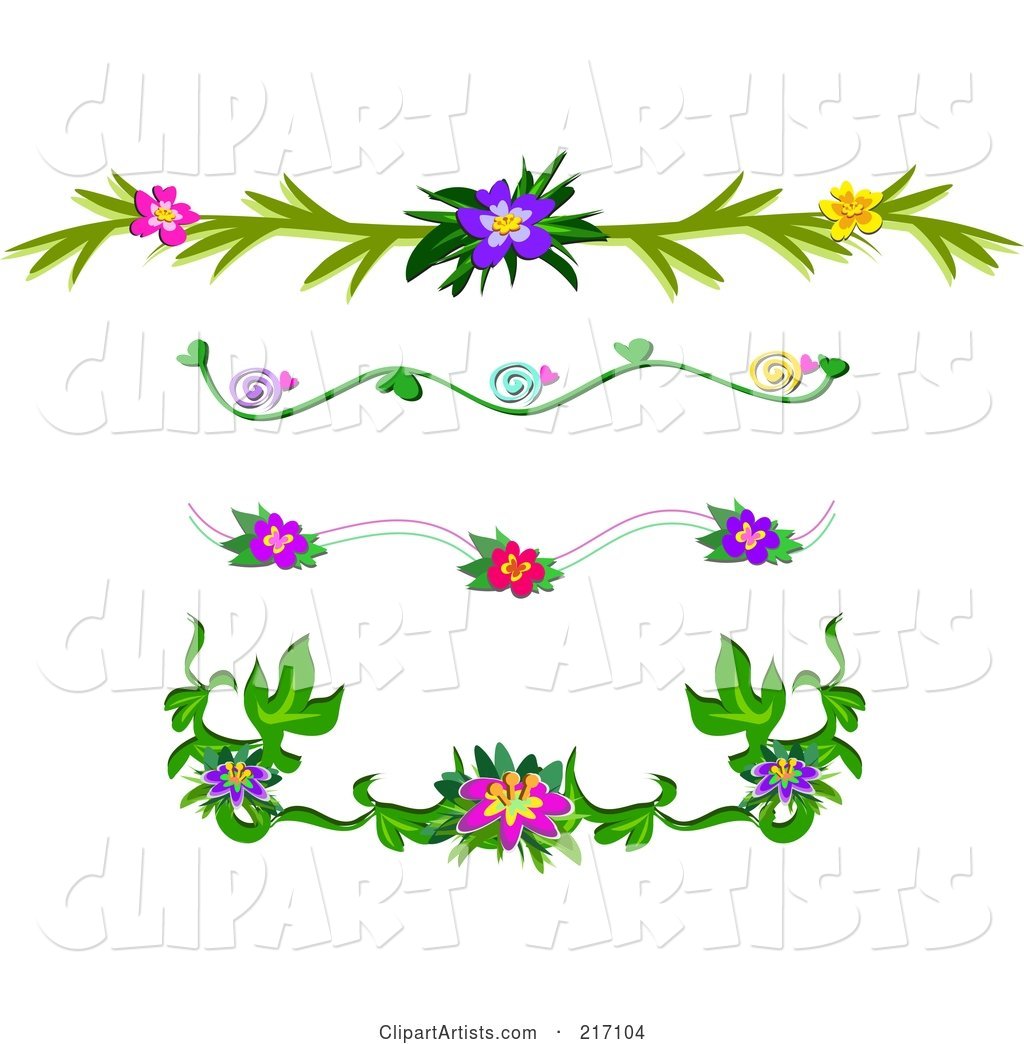 Digital Collage of Tropical Flower Header Design Elements