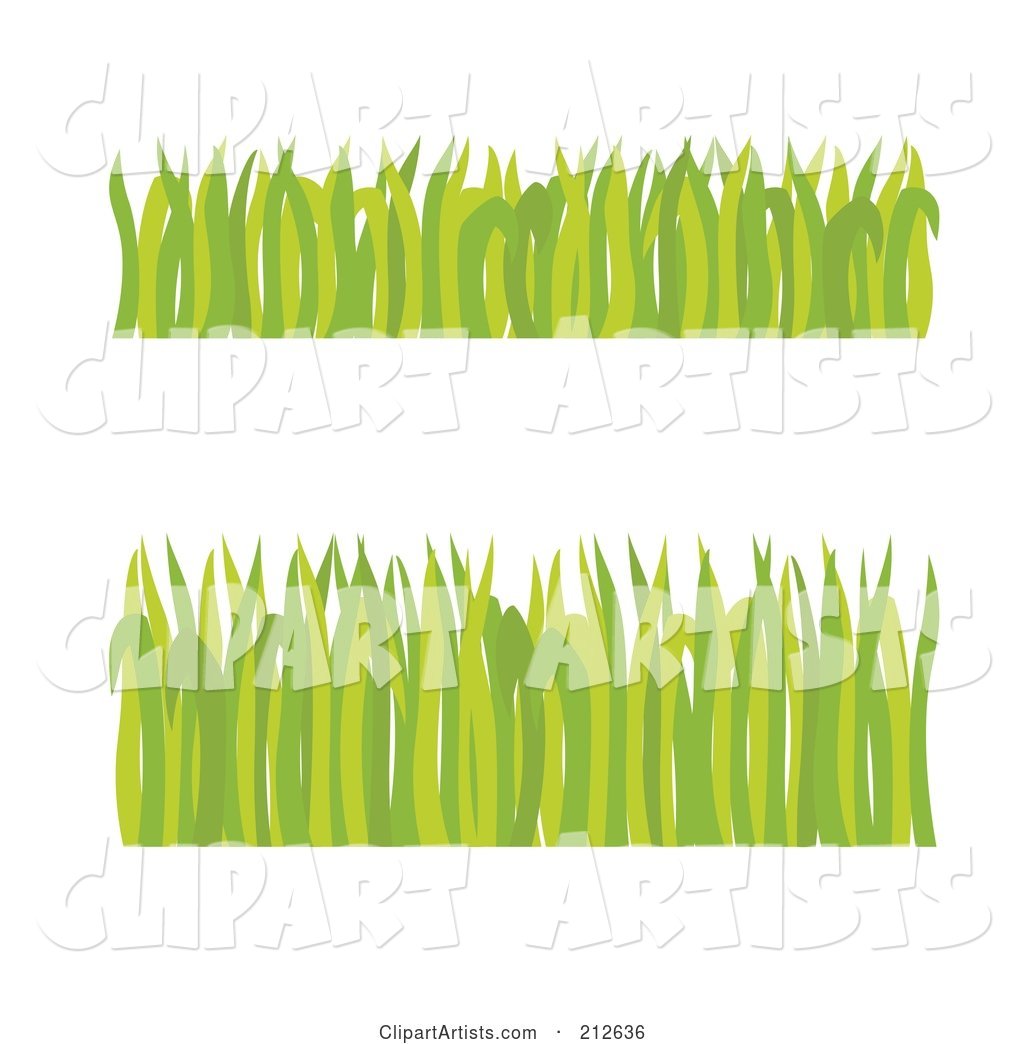 Digital Collage of Two Borders of Green Grass Blades