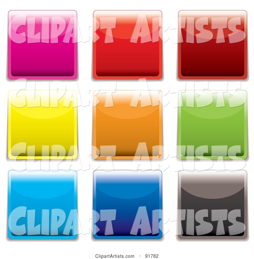 Digital Collage of Vibrant, Shiny Square App Buttons