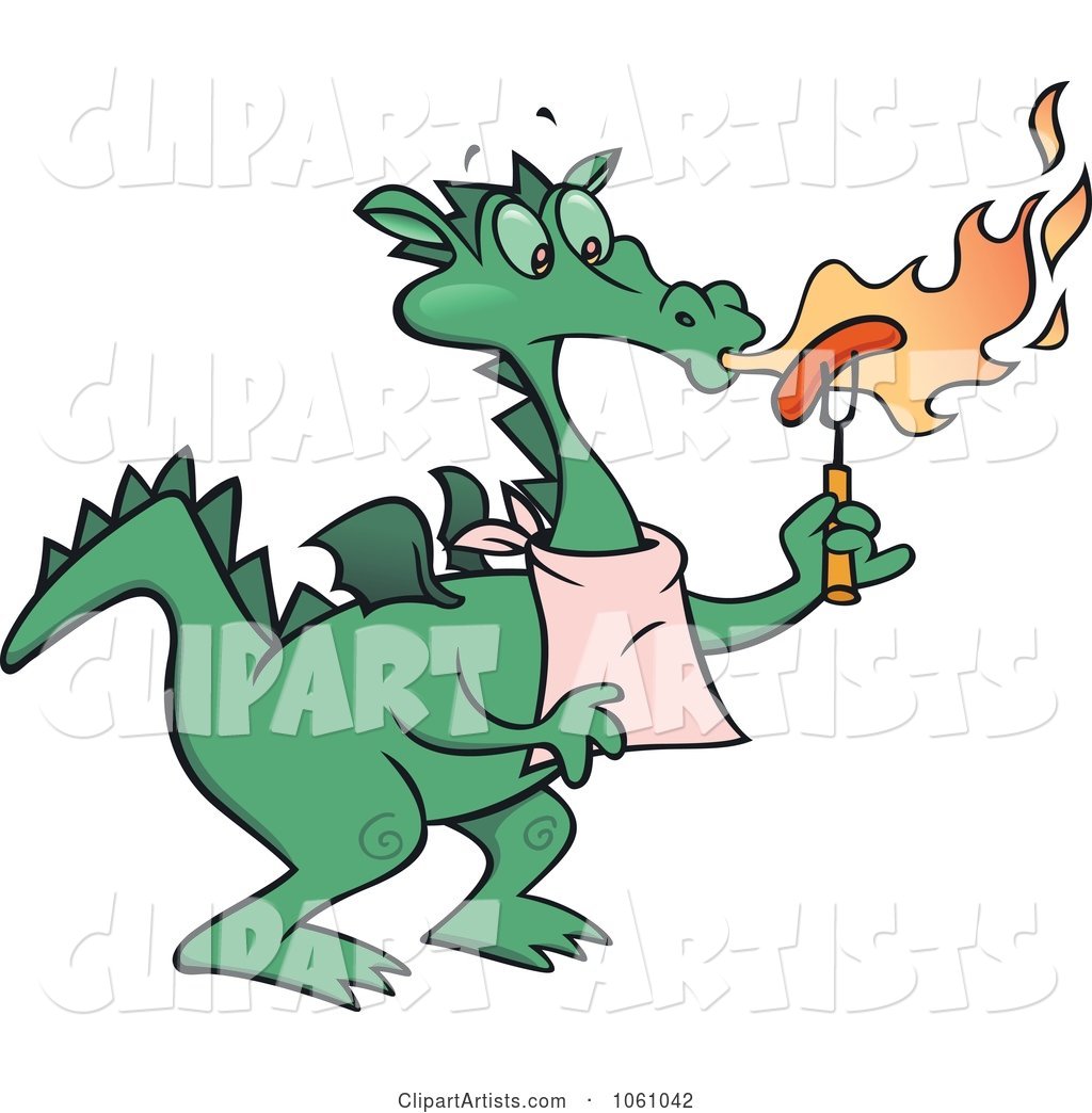 Dragon Blowing Flames and Roasting a Hot Dog