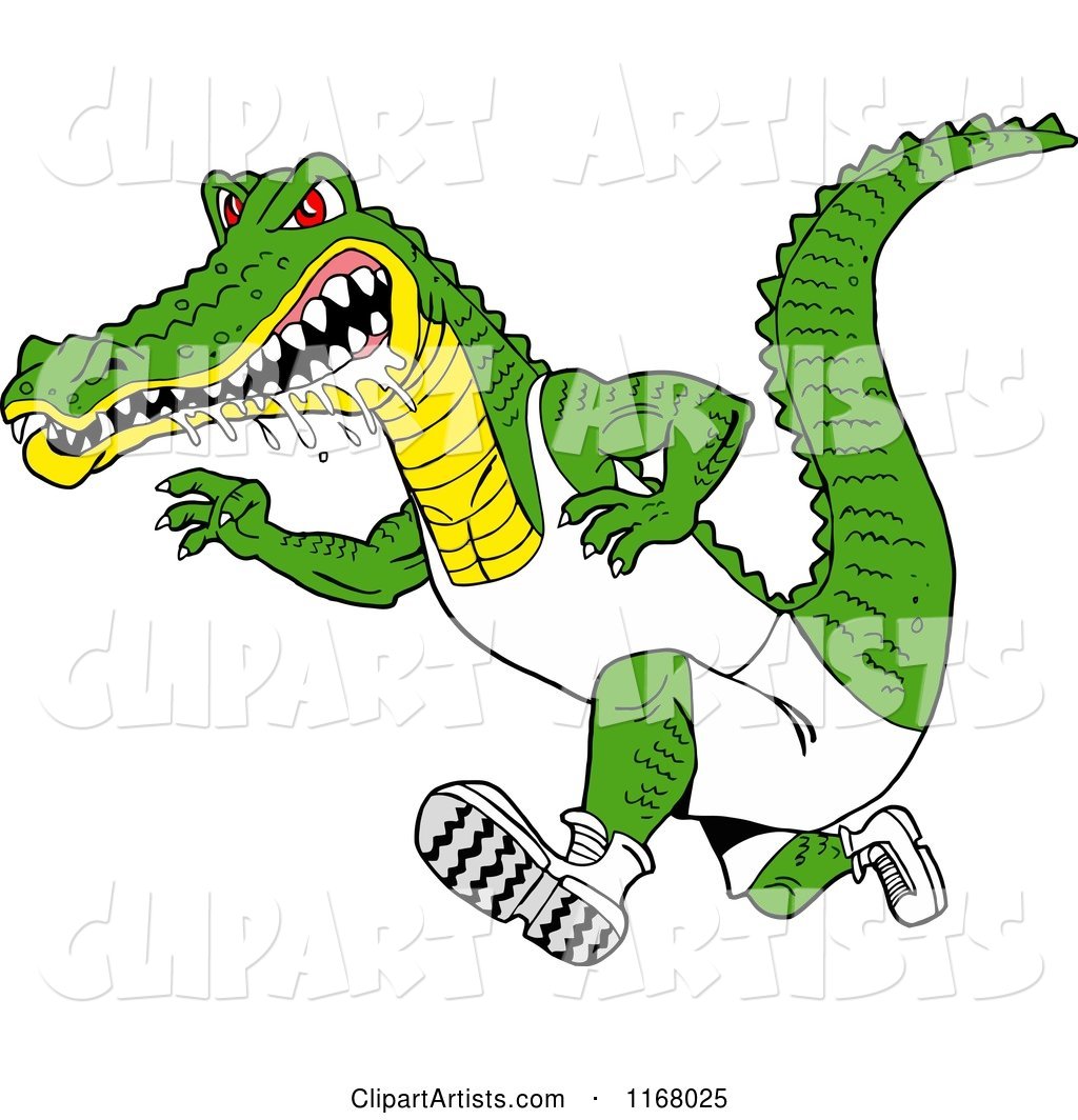 Drooling Alligator Running in Sports Apparel