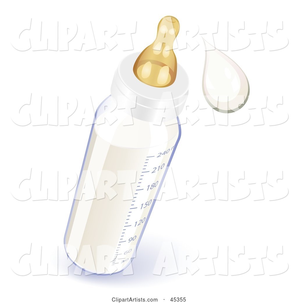 Drop of Formula Squirting from the Nipple of a Baby Bottle