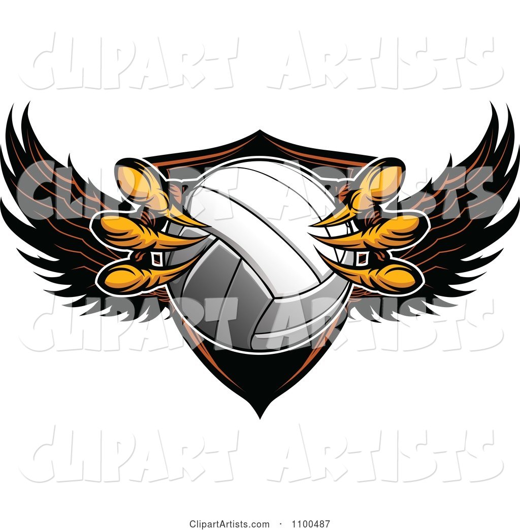 Eagle Talons Grabbing a Volleyball and a Winged Shield