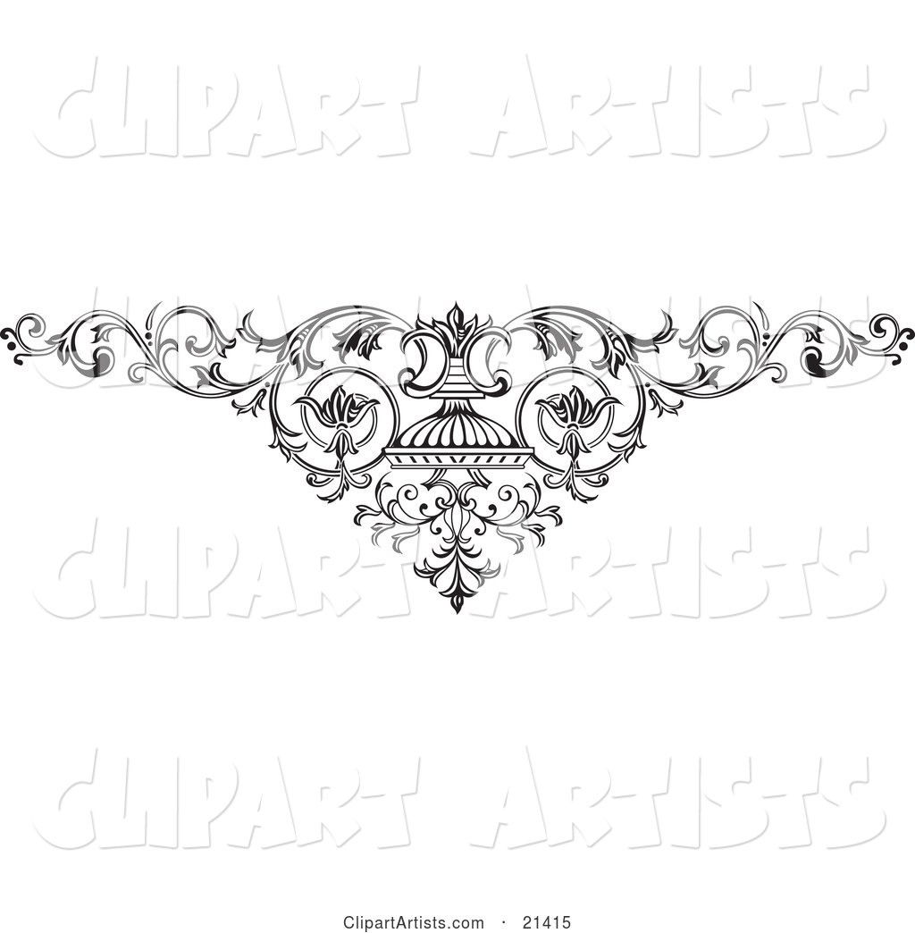 Elegant Ornamental Scroll with Vines on a White Background