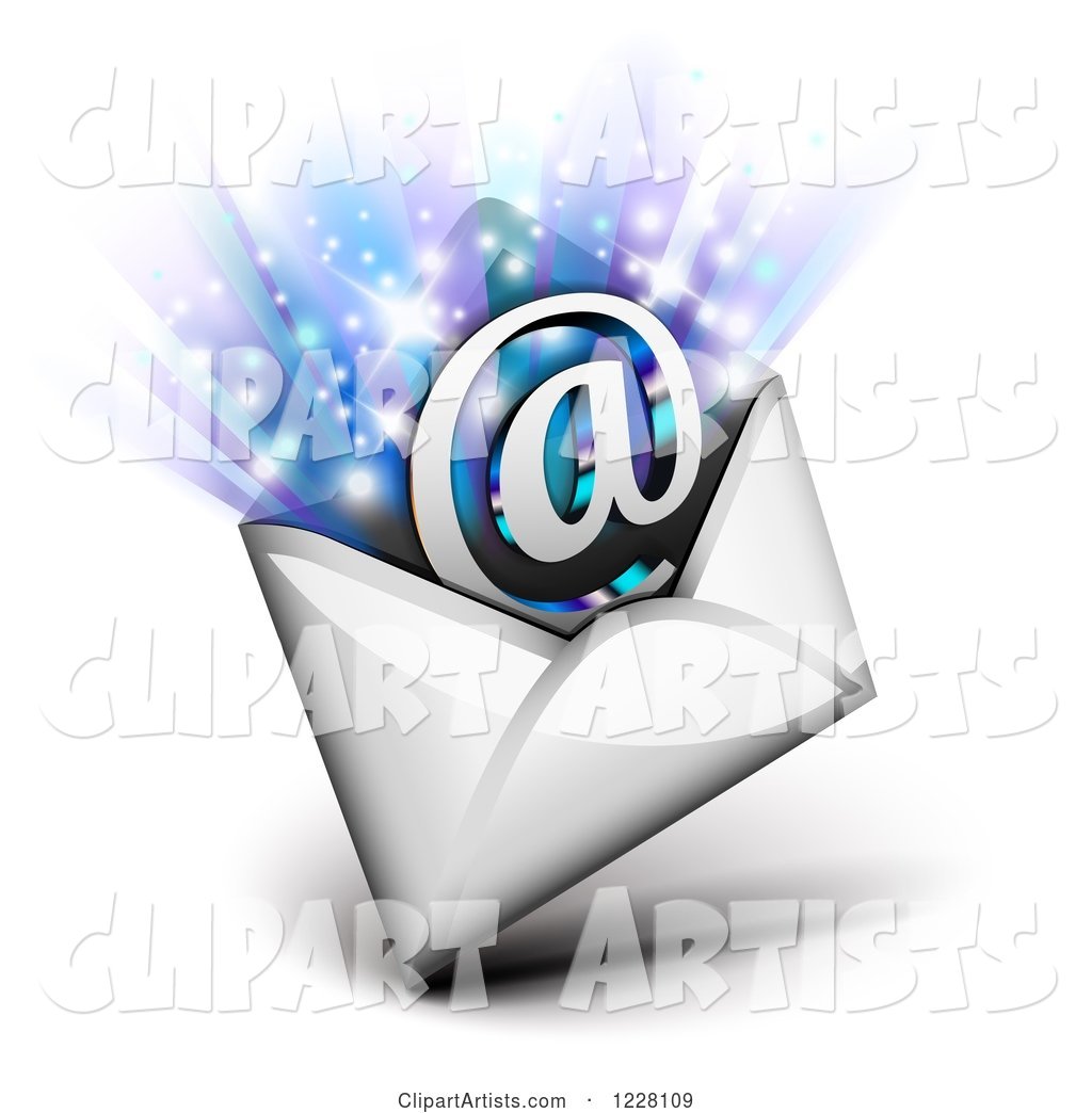 Email Envelope with an Arobase and Rays