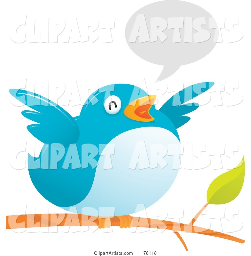 Fat Bird Flapping Its Wings While Perched on a Branch, with a Text Balloon