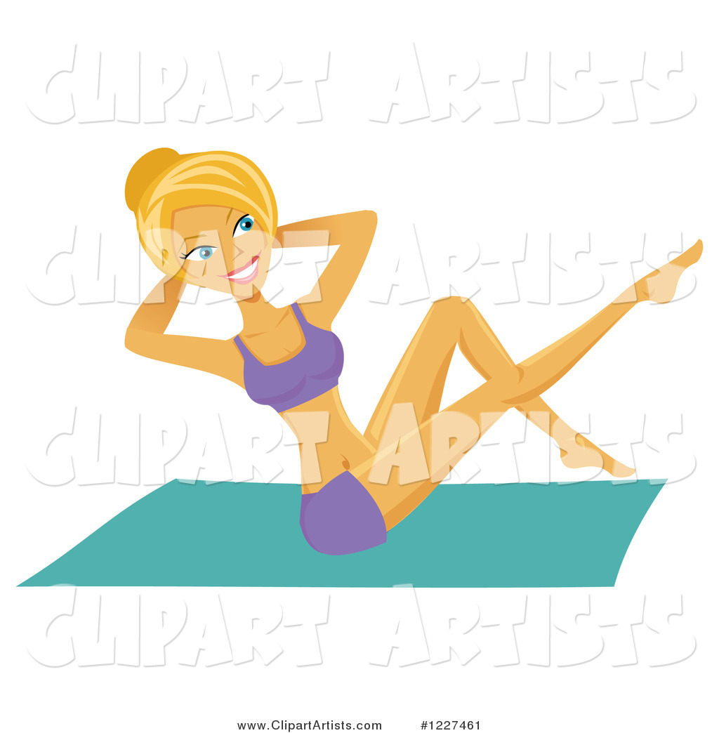 Fit Blond Caucasian Woman Doing Pilates