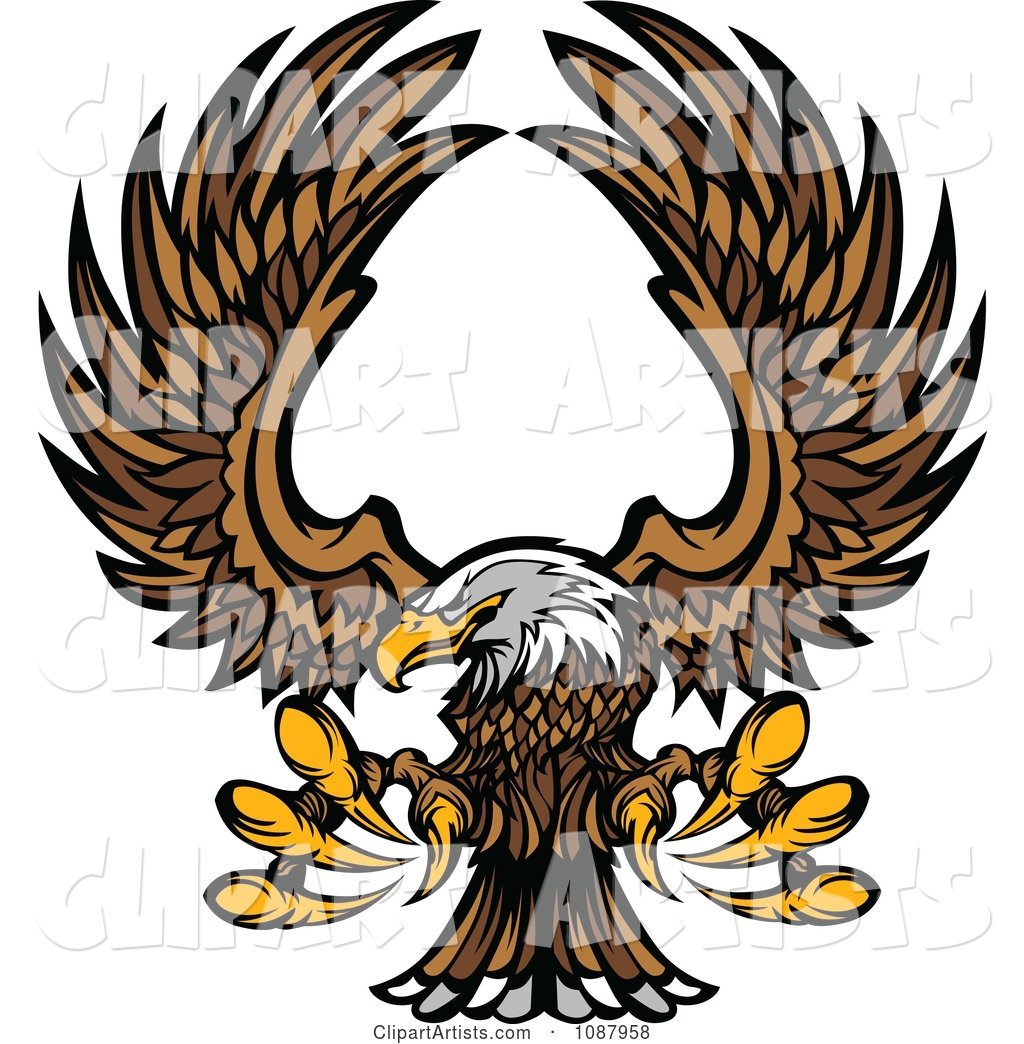 Flying Bald Eagle Mascot with Extended Talons