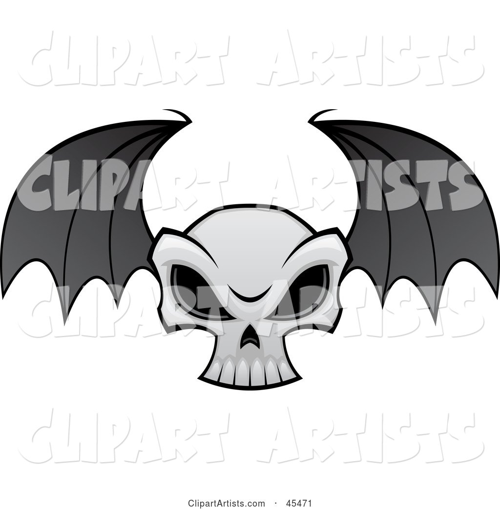 Flying Evil Skull with Bat Wings