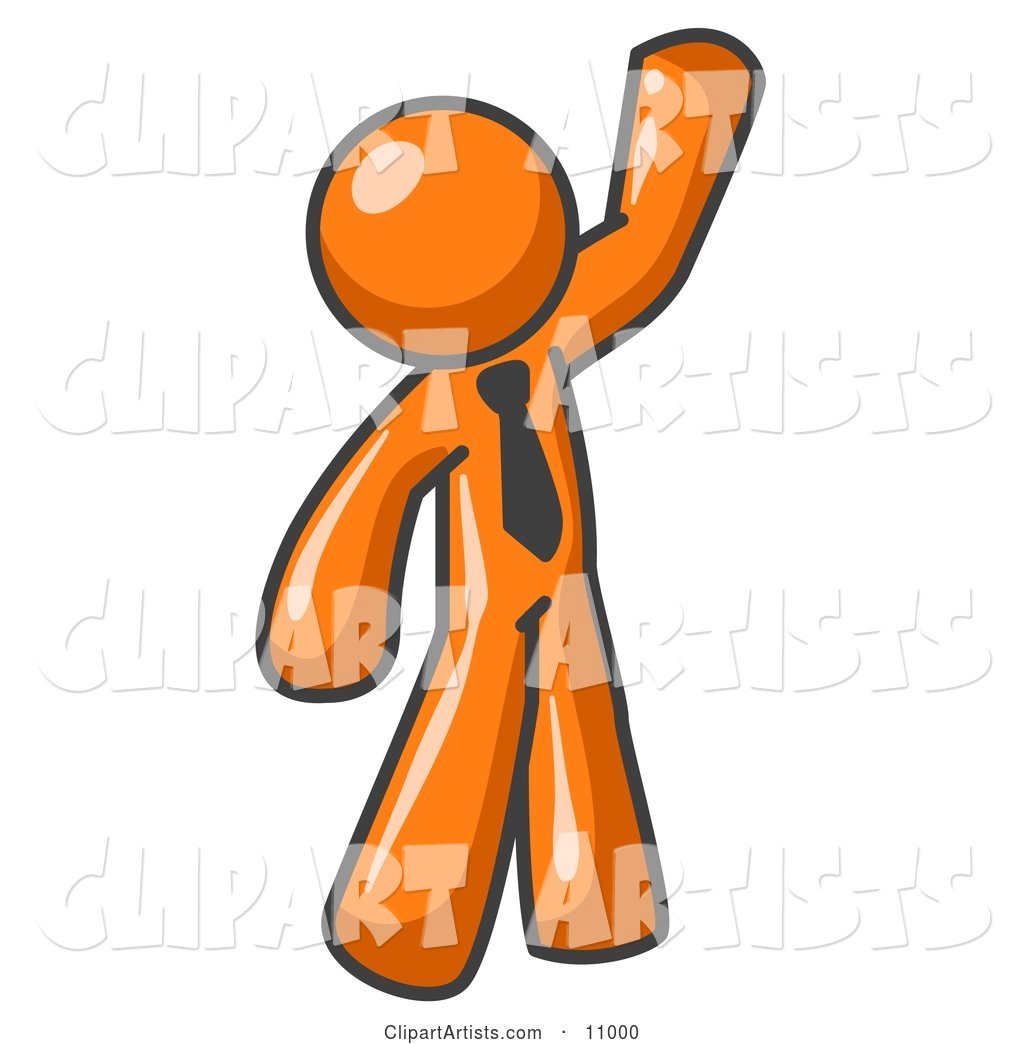 Friendly Orange Man Greeting and Waving