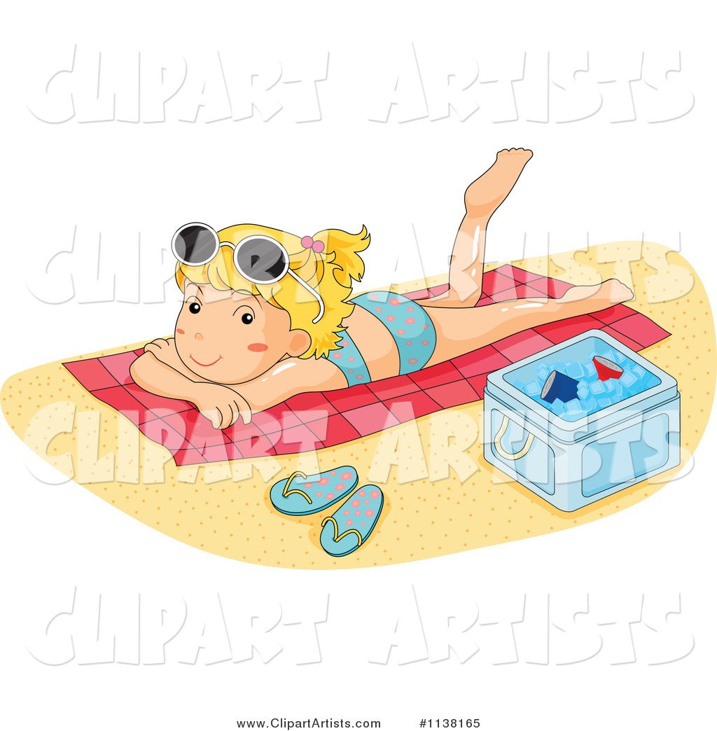 Girl Sun Bathing on a Beach Towel