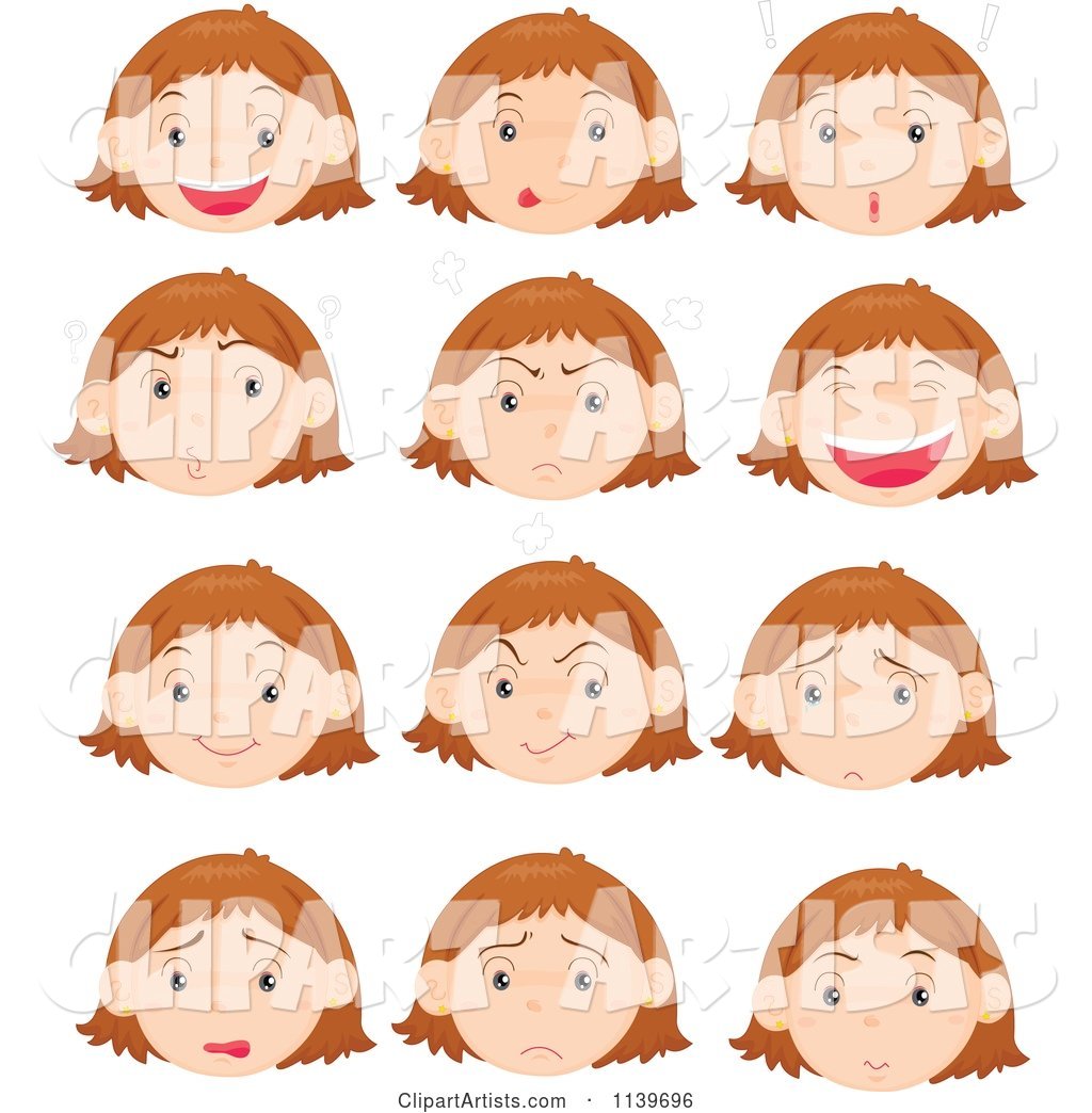 Girl with Different Facial Expressions