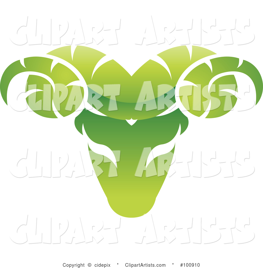 Glossy Green Aries Ram Zodiac Icon
