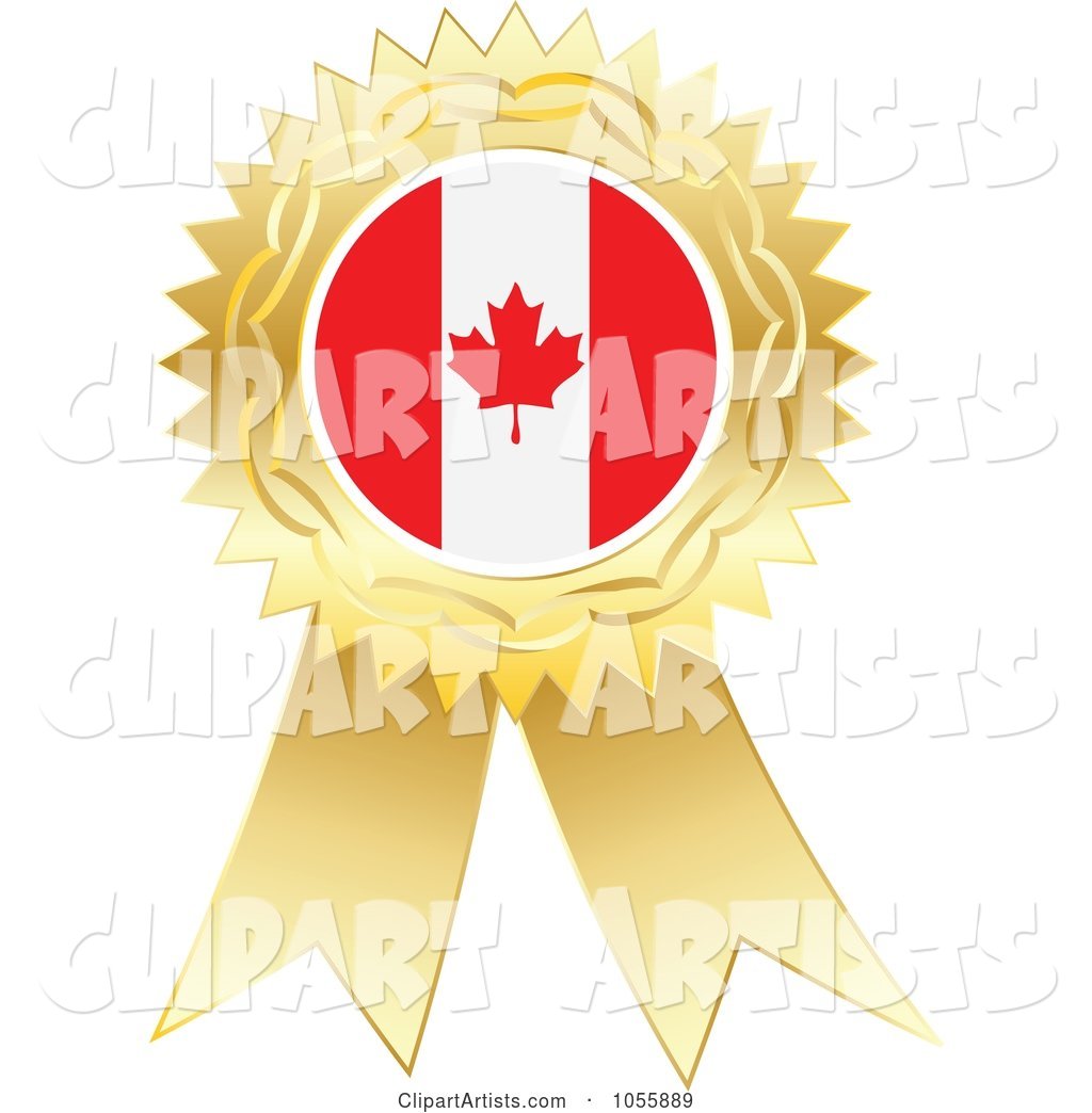 Gold Ribbon Canadian Flag Medal