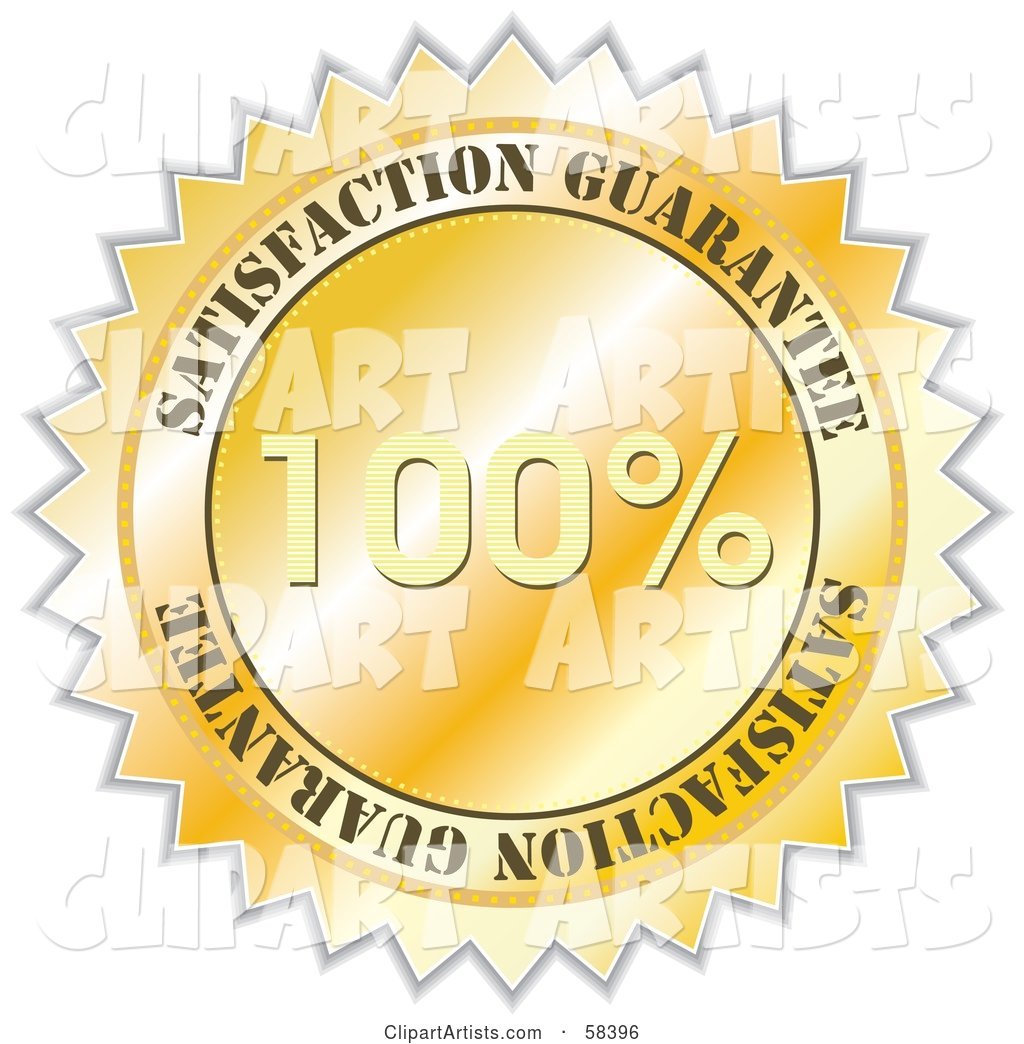 Golden 100 Percent Satisfaction Guarantee Label Seal