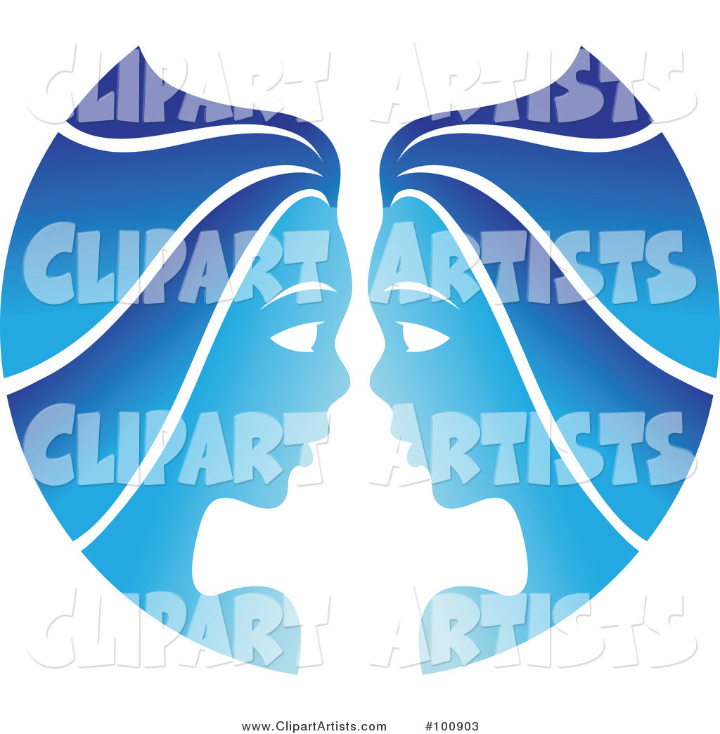 Gradient Blue Twin Gemini Zodiac Icon