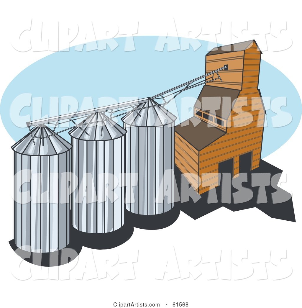 Grain Elevator with Three Silos