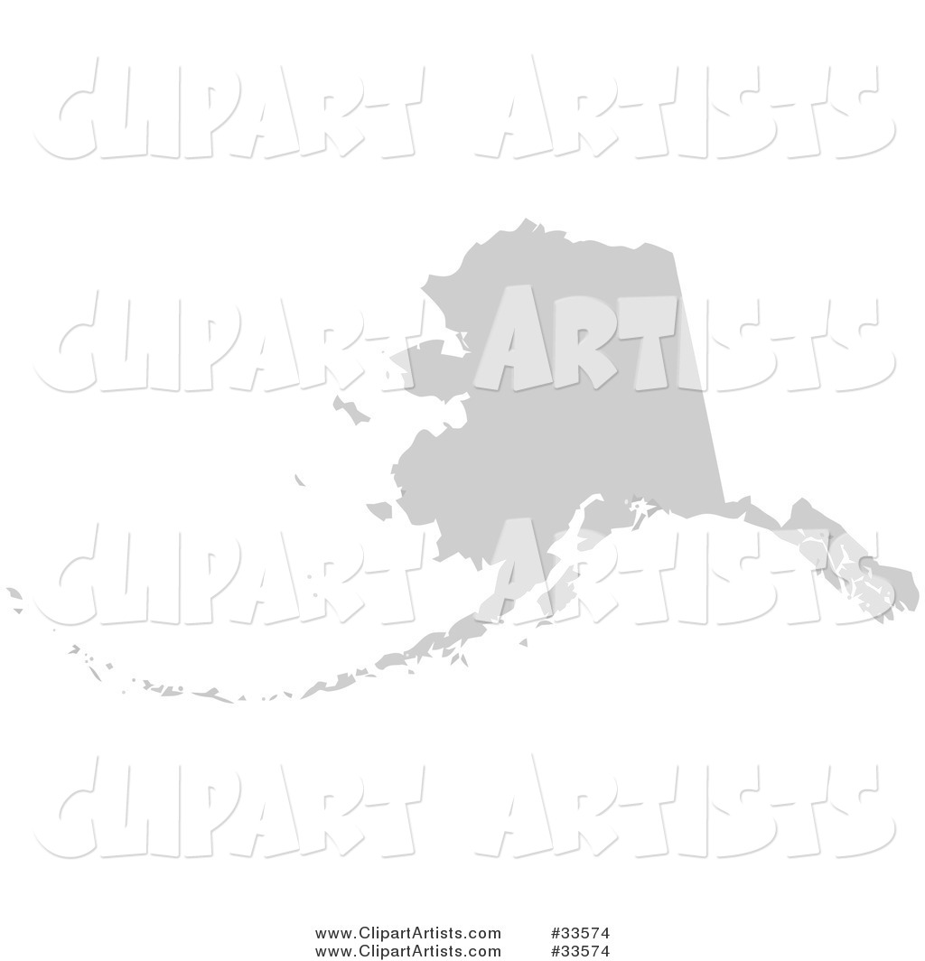Gray State Silhouette of Alaska, United States, on a White Background