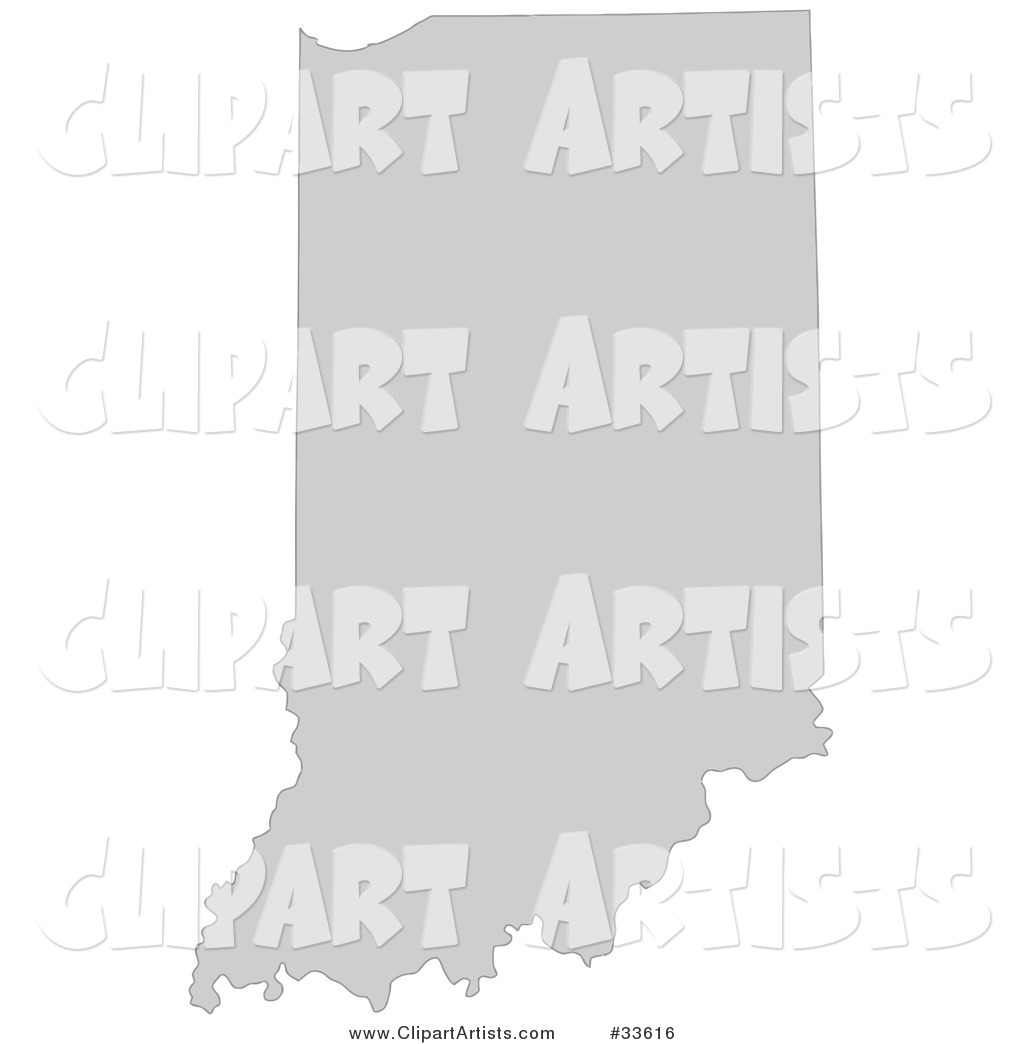 Gray State Silhouette of Indiana, United States, on a White Background